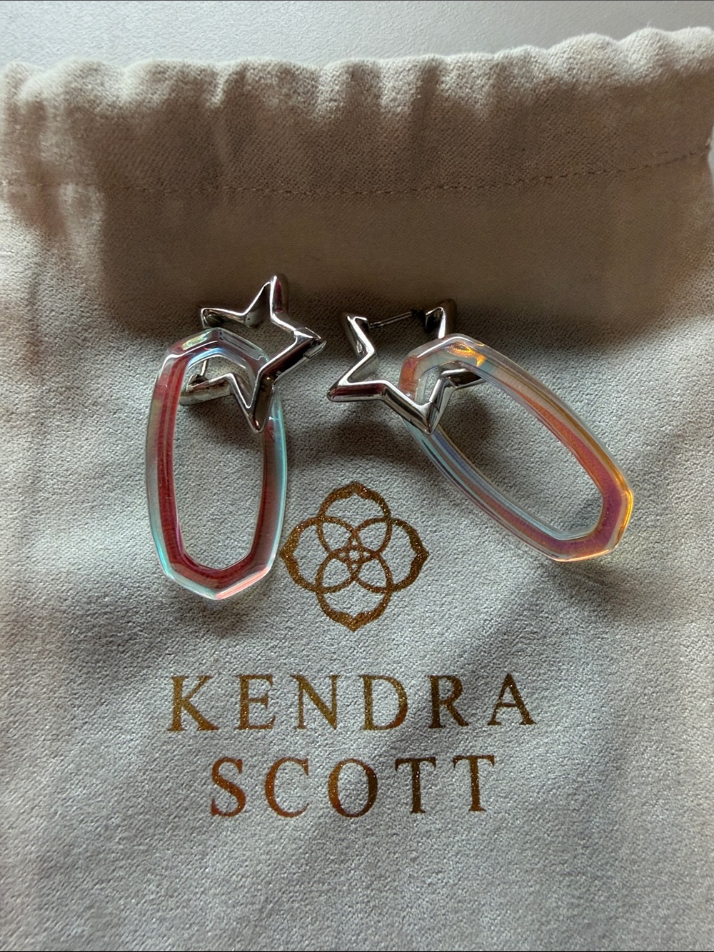 Kendra Scott Iridescent Star Hoop Earrings - Pink & Blue